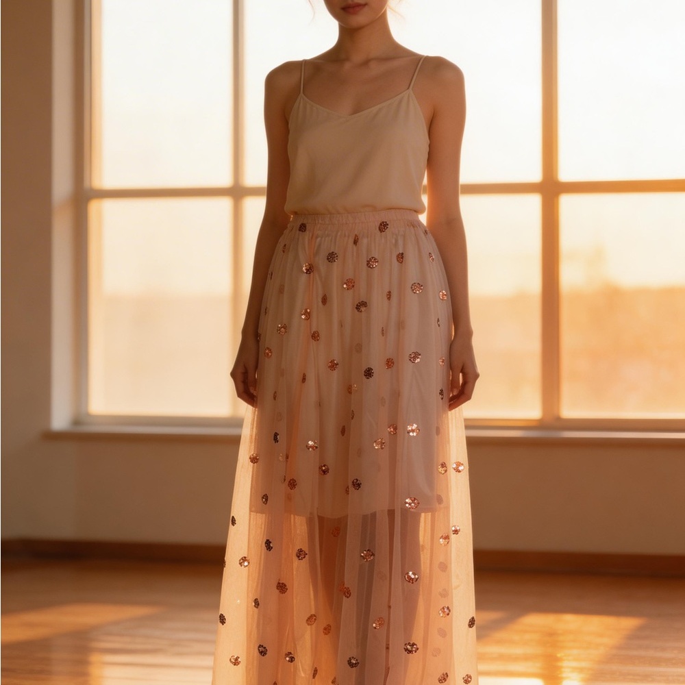 FP Movement by Free People Embellished Maxi Skirt in blush pink